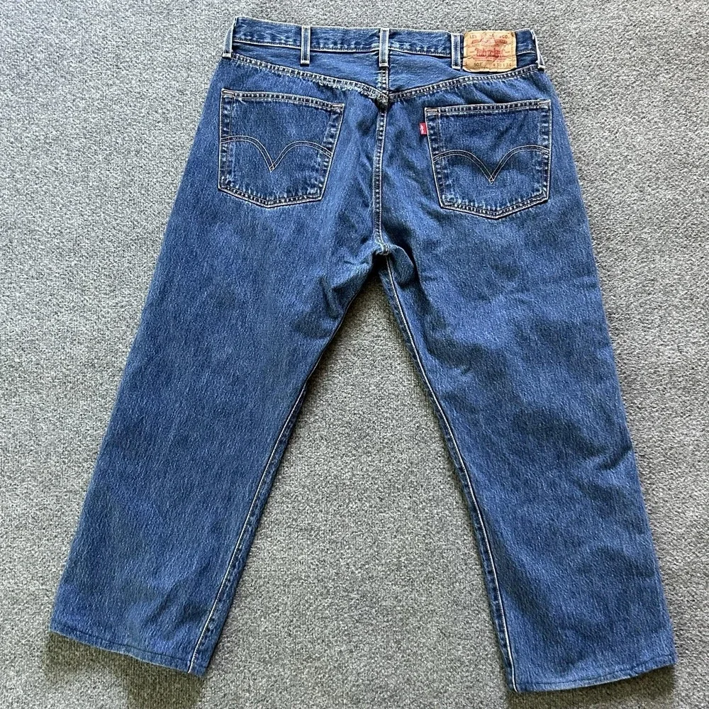 Levis 501 Jeans Men‎ 38x27 Blue Denim Straight Button Fly Vintage Paper Tag